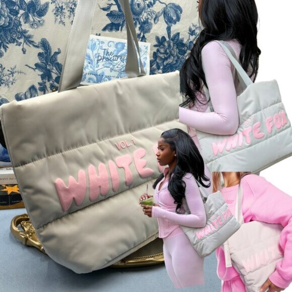 White Fox Boutique Handbags - 🆕 WHITE FOX BOUTIQUE 🧿 NWOT Vol 1. Tote Bag, Ivory & Pink